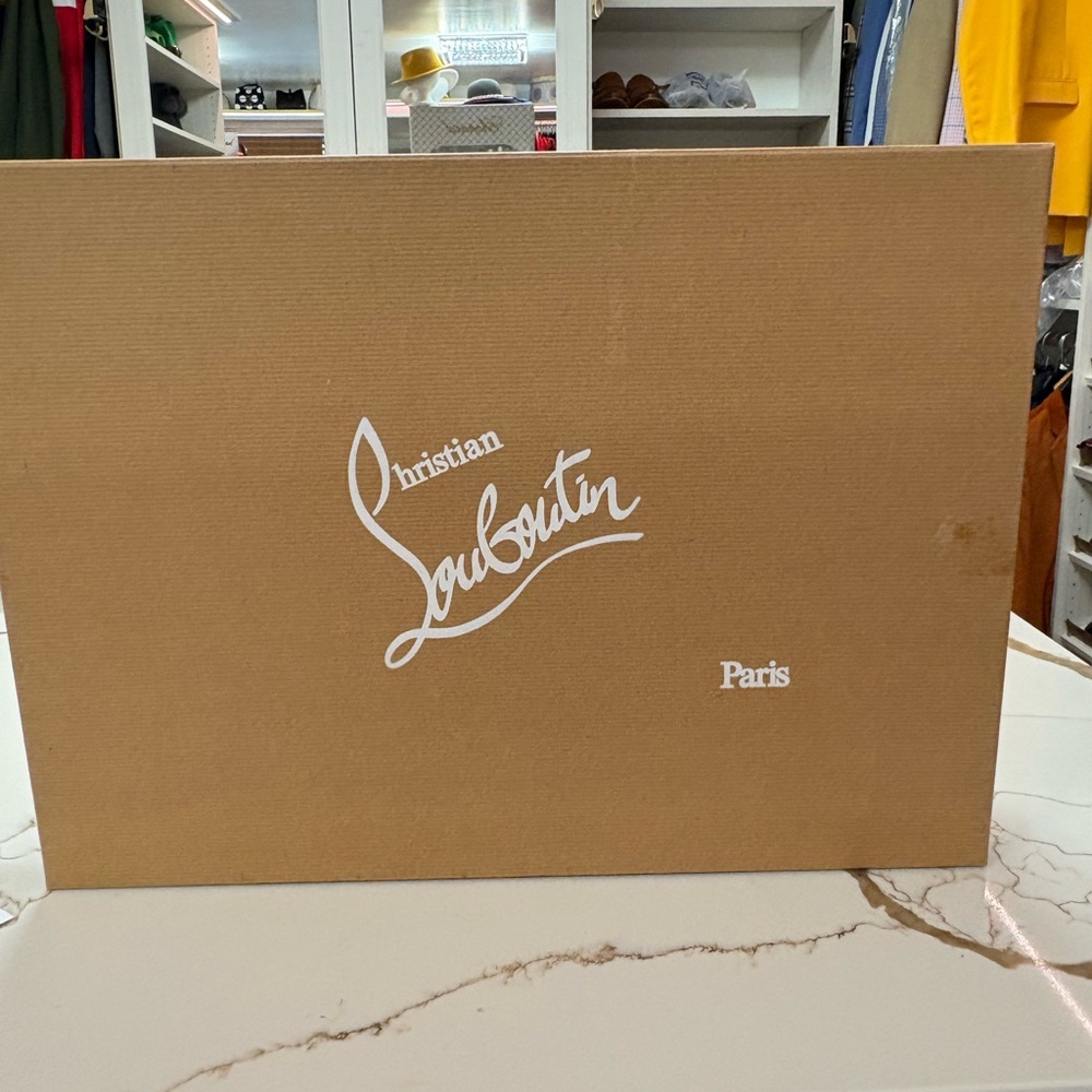 Christian Louboutin Tan Bootie Box with White Logo
